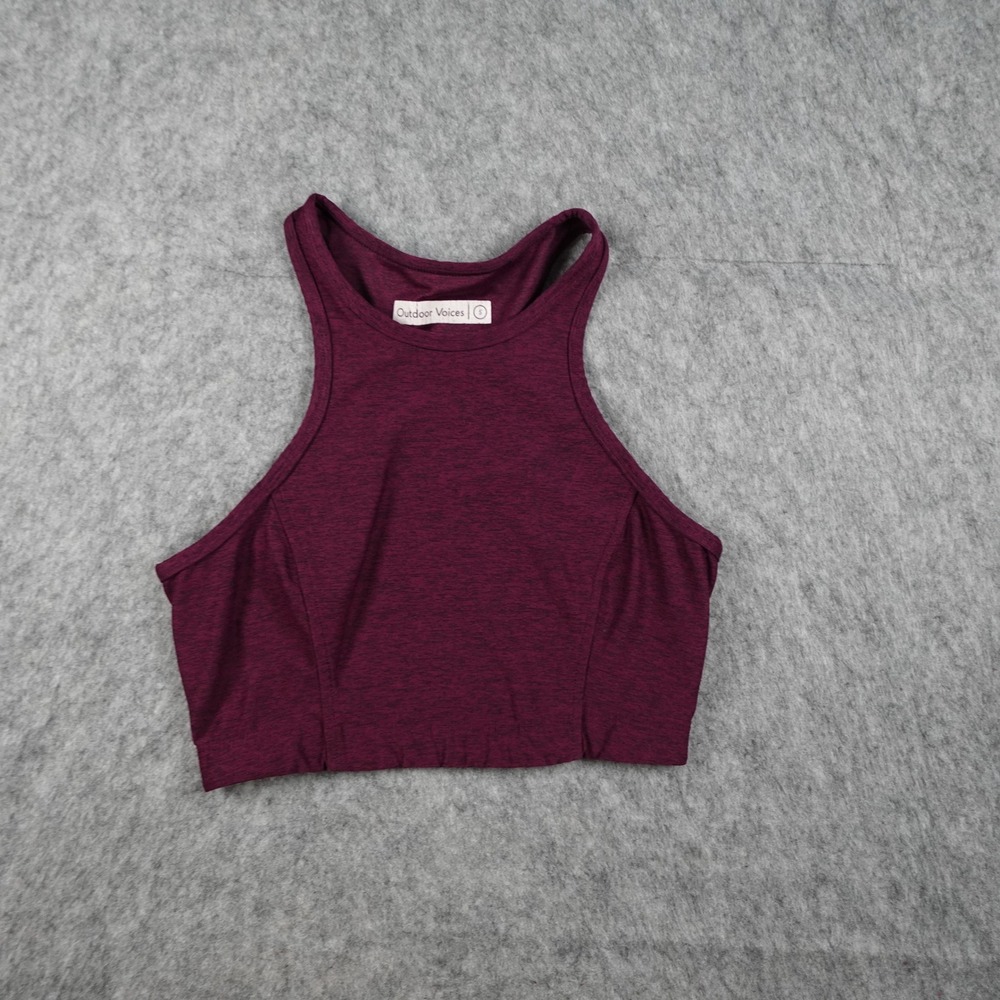 Outdoor Voices Top Women Small Purple Heathered Racerback High Neck Crop Bra